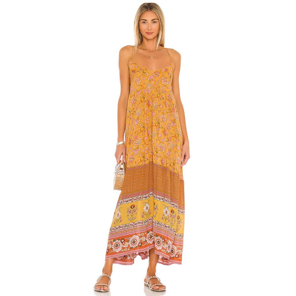SPELL Portobello Road Strappy Maxi Dress in Mustard